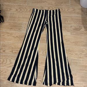 Bell bottom stripped yellow leggings